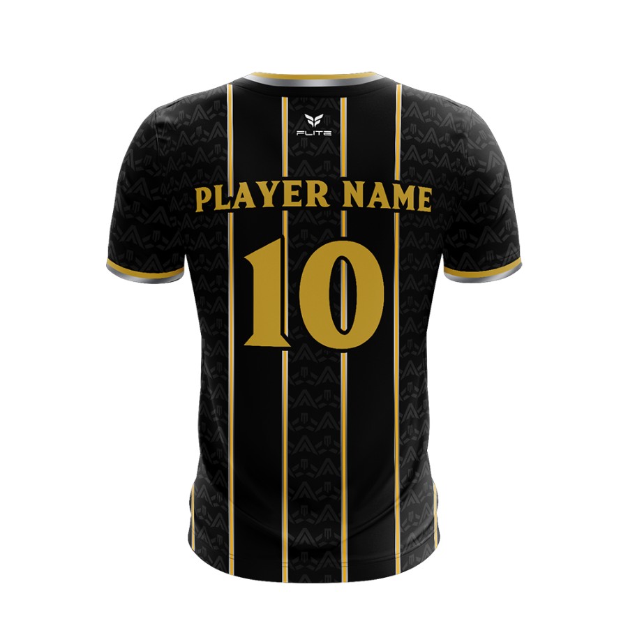 JAFA away futsal jersey, back: player name and number 10 in gold on black